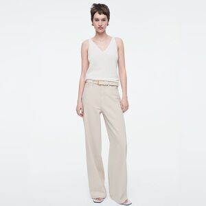 COS TIDE WIDE LEG JEANS 27 BEIGE DRAPEY SOFT DENIM